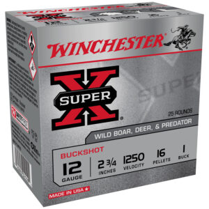 Winchester Ammo XB121VP25 Super X  12Gauge 2.75" 16Pellets 1Buck Shot 25 Per Box/10 Case *Value Pack